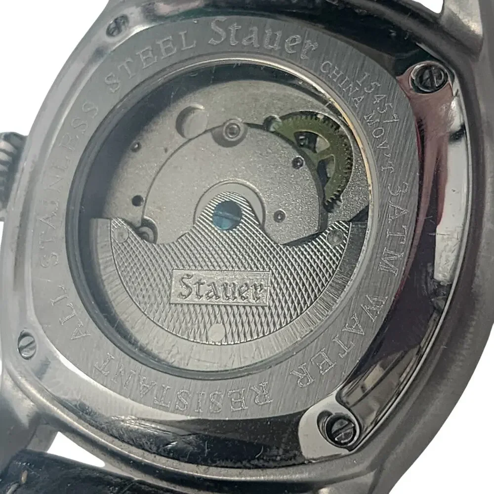 Stauer 1930 Automatic Men's Watch - Silver Dial, Black Strap
